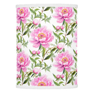 Pink Peony Flowers with Sage Green Leaves Lamp Shade