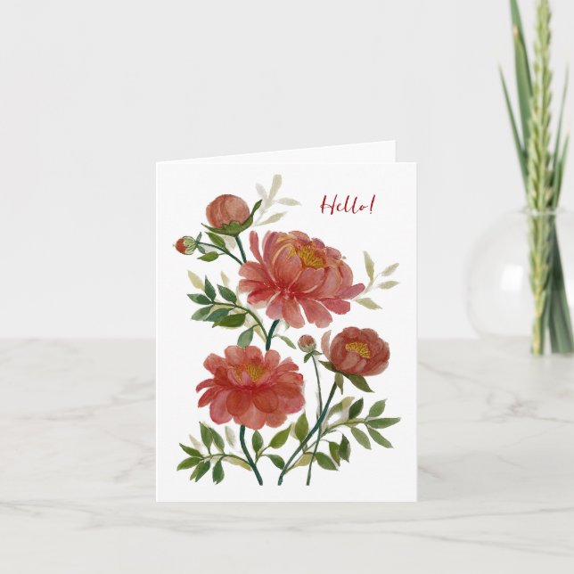 Pink Peony Folded Note Card (Front)