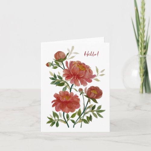 Pink Peony Folded Note Card