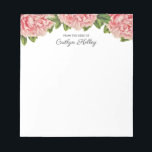 Pink Peony From the Desk of, Personalized Notepad<br><div class="desc">This beautiful notepad features vintage peonies in shades of pink and your personalization.  Use the template form to add your text.</div>