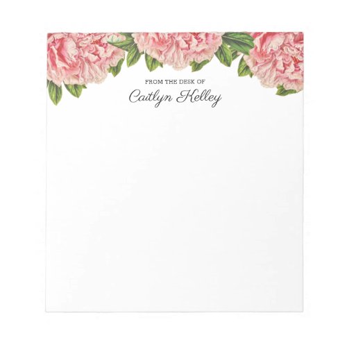 Pink Peony From the Desk of Personalized Notepad