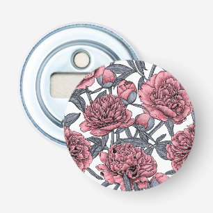 Pink peony garden bottle opener
