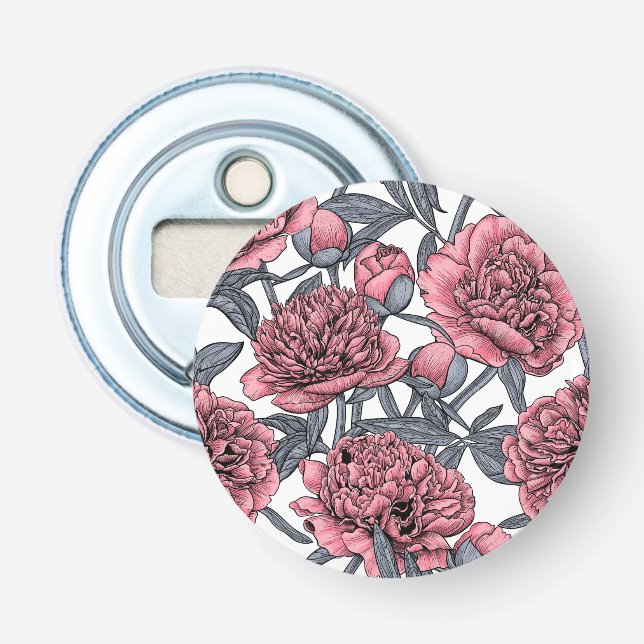 Pink peony garden bottle opener (Front)