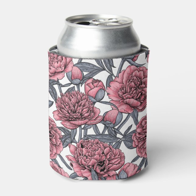 Pink peony garden can cooler (Can Front)