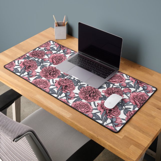 Pink peony garden desk mat (Office 2)