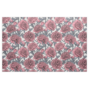 Pink peony garden fabric