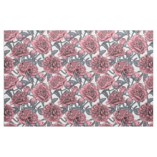 Pink peony garden fabric
