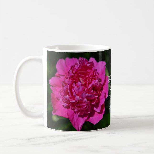 Pink Peony Garden Flowers Happy Place Coffee Mug (Left)
