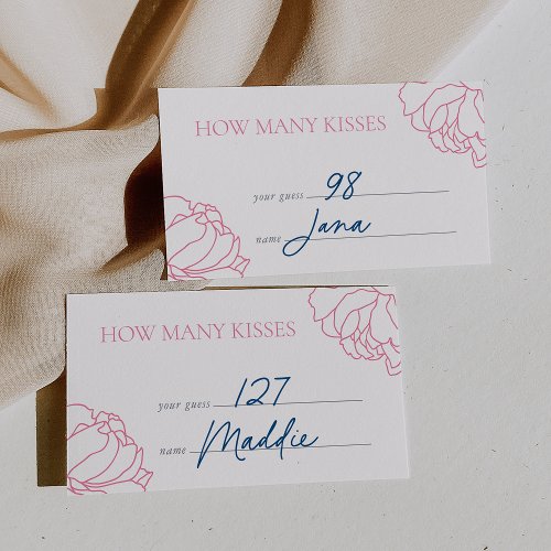 Pink  Peony Garden How Many Kisses Guess Card
