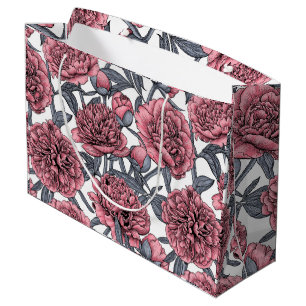 Pink peony garden large gift bag