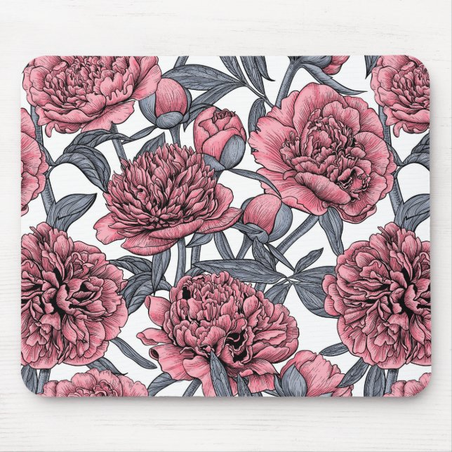 Pink peony garden mouse pad (Front)