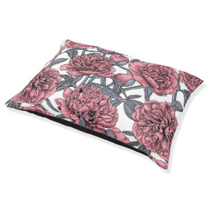 Pink peony garden pet bed