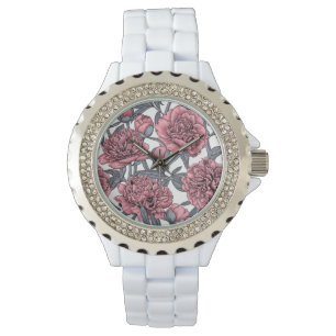 Pink peony garden watch