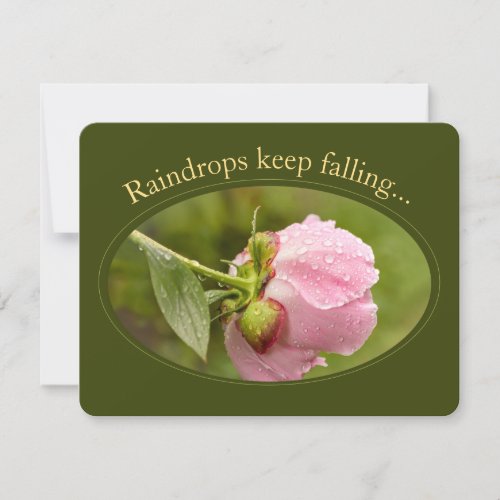 Pink peony glittering raindrops Birthday Card