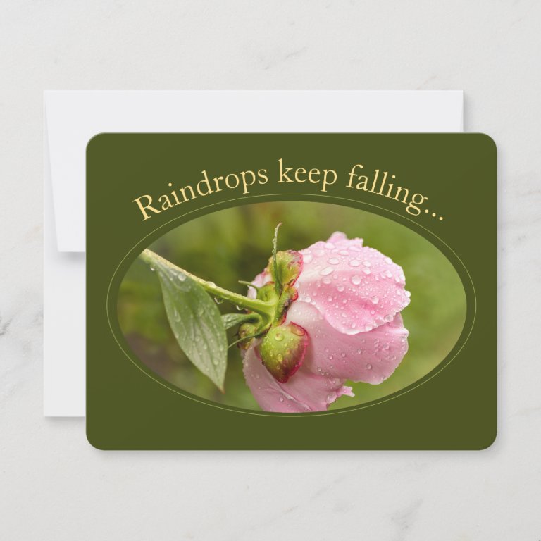 Pink peony glittering raindrops Birthday Card