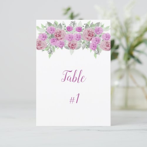 Pink Peony Greenery Reception Table Card