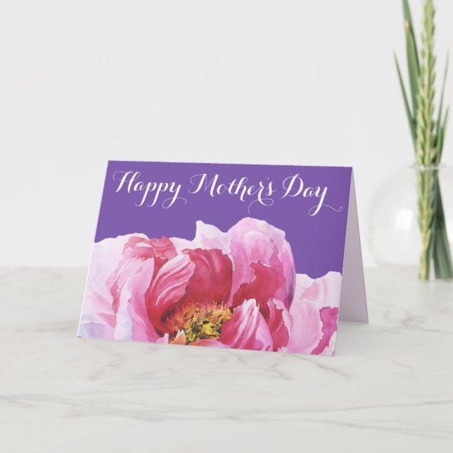 Pink Peony Happy Mother's Day Greeting Card (Front)