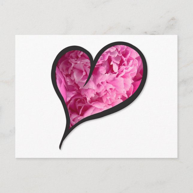 Pink Peony Heart Floral Design Postcard (Front)