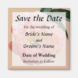 Pink Peony in Sunshine Save the Date Magnet