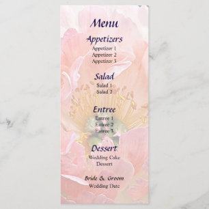 Pink Peony in Sunshine Wedding Menu