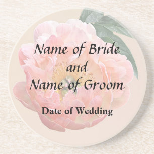 Pink Peony in Sunshine Wedding Products Coaster