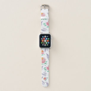Pink Peony Lavender Floral Watercolor Pattern Apple Watch Band