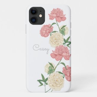 Pink Peony Moderne Personalized iPhone Case
