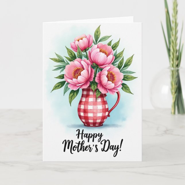 Pink Peony Mothers Day Card (Front)