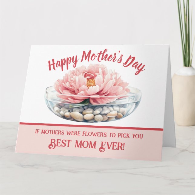 Pink Peony Mother's Day Folded Greeting Card (Front)