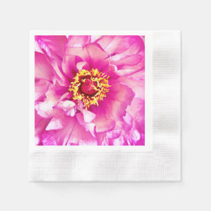 Pink Peony Napkins, Coined Cocktail Napkins
