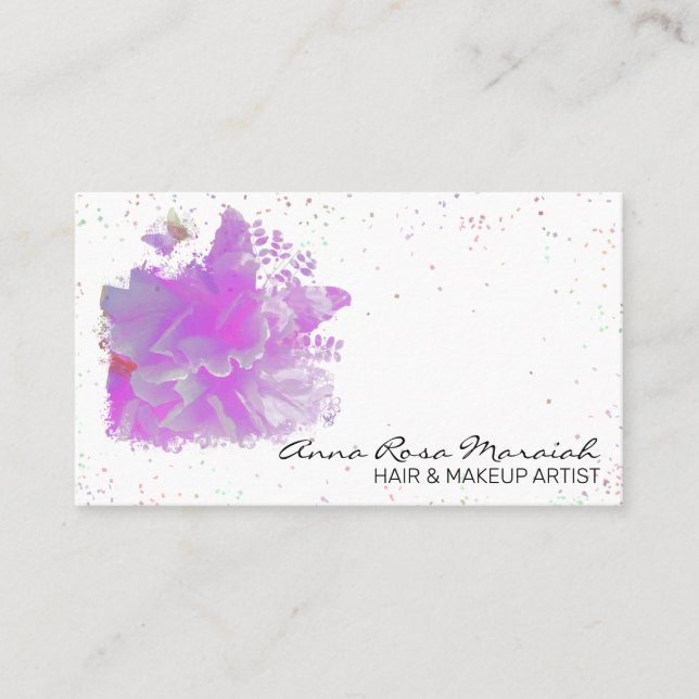 *~* Pink Peony Original Painting Art Butterfly AR3 Business Card (Front)