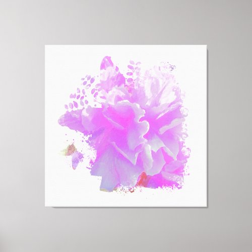  Pink Peony Painting Art Butterfly AR3 Canvas Print