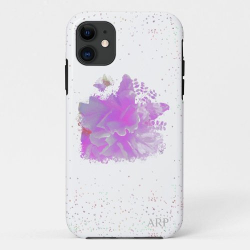  Pink Peony Painting Art Butterfly AR3 iPhone 11 Case