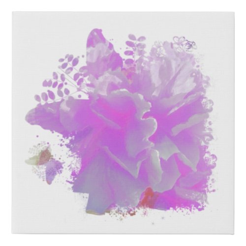  Pink Peony Painting Art Butterfly AR3 Faux Canvas Print