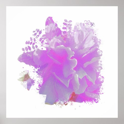  Pink Peony Painting Art Butterfly AR3 Poster