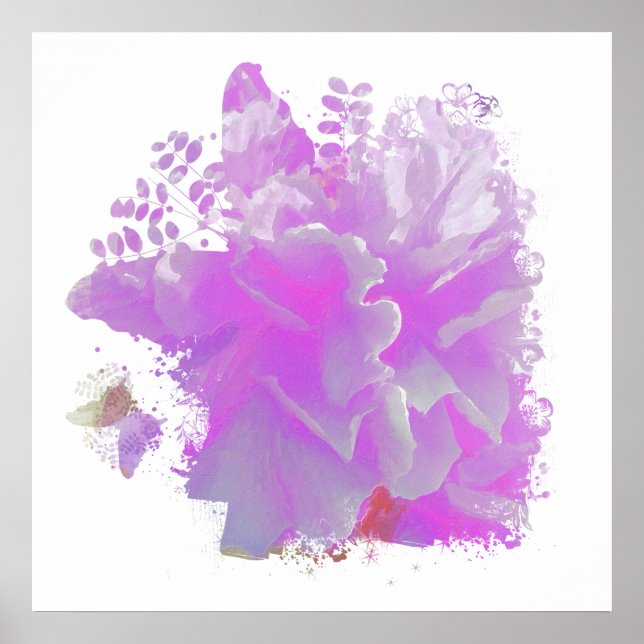 *~* Pink Peony Painting Art Butterfly AR3 Poster (Front)