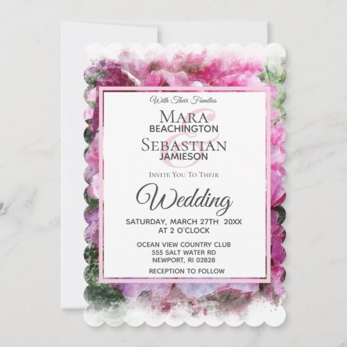 *~* Pink Peony Painting Artistic AR1 Wedding Invitation