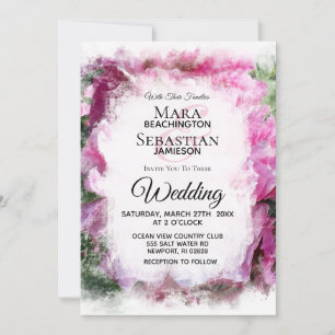 *~* Pink Peony Painting Artistic AR1 Wedding Invitation