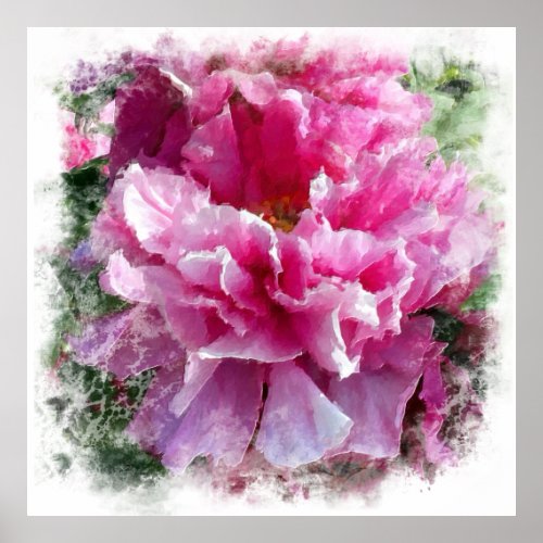  Pink Peony Painting Artistic Impressionism AR1 Poster