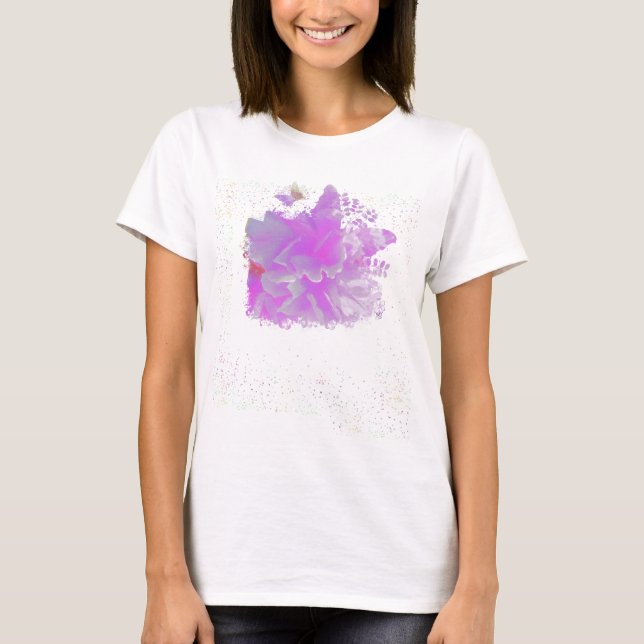 *~* Pink Peony Painting Butterfly AR3  Woman T-Shirt (Front)