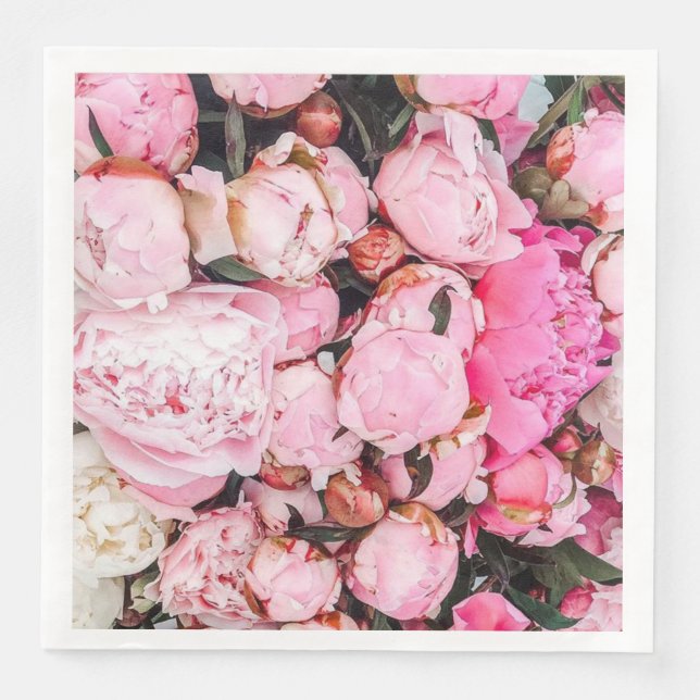 Pink Peony  Party Design Paper Dinner Napkins (Front)