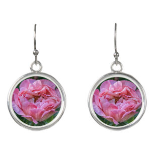 Pink Peony Pastel Bloom Botanical Earrings