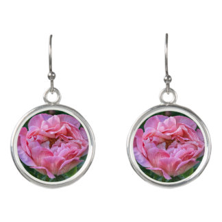 Pink Peony Pastel Bloom Botanical Earrings