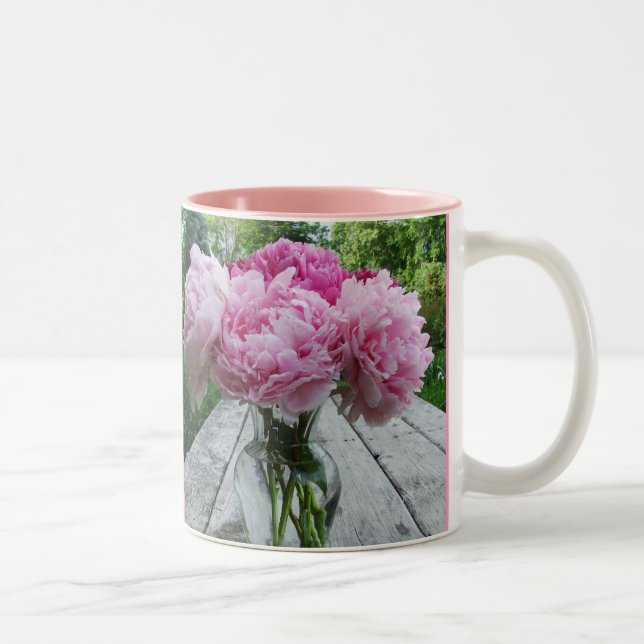 Pink Peony Peonies Vase Arrangement Mug (Right)