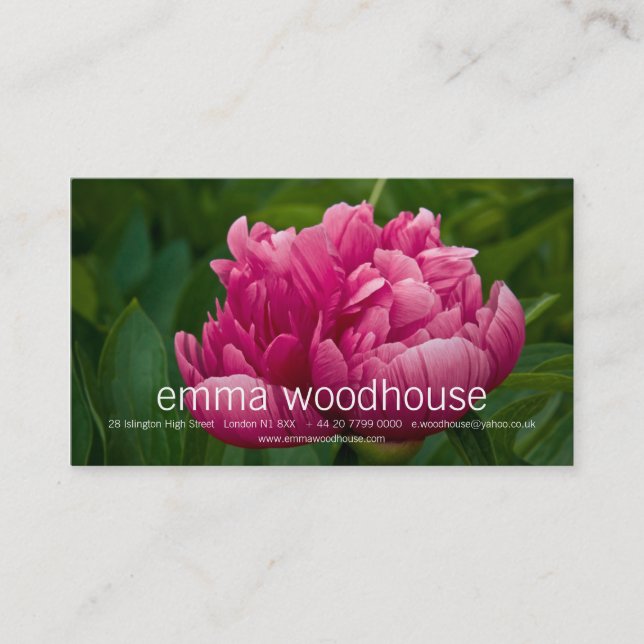 Pink Peony Personal Business Card (Front)