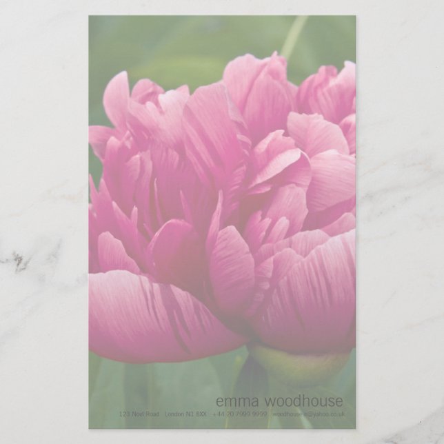 Pink Peony Personalized Stationery (Front)