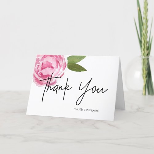 Pink Peony Personalized Thank You Card