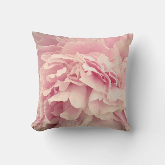 Pink Peony Petals Throw Pillow (Front)