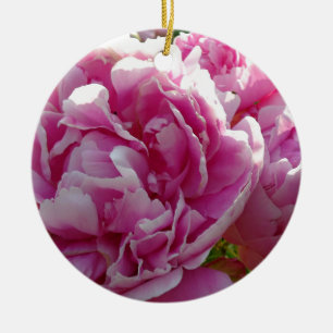 Pink Peony photo cottage farmhouse floral garden Ceramic Ornament
