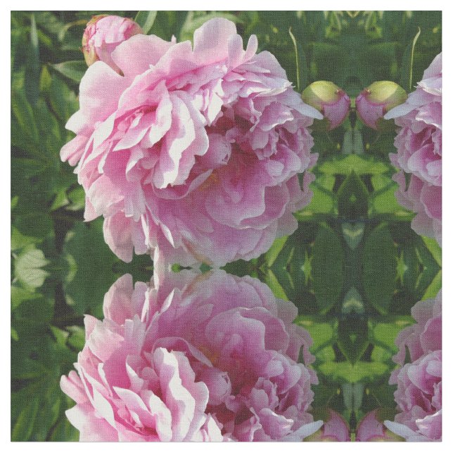Pink Peony photo cottage farmhouse floral garden Fabric (Close Up)